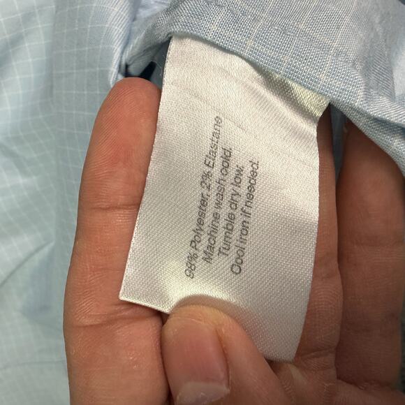 Ministry of Supply Shirt Mens L Blue Plaid Performance Button Slim Fit Stretch - Picture 5 of 11